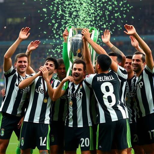 Giocatori della Juventus festeggiano la vittoria dello scudetto