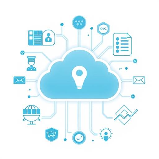 Un'immagine che rappresenta la trasformazione digitale, con icone di cloud computing, analisi dati e sicurezza informatica